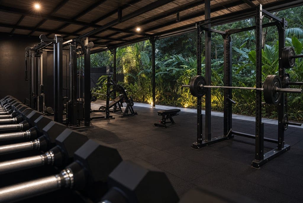 Dumbbell racks and machines on the weight floor